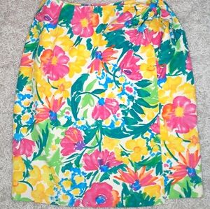 Talbots silk faux wrap skirt